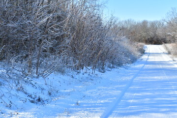 Ice and Snow on Gravel Road