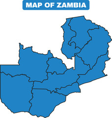 Blue Zambia country map border outline vector