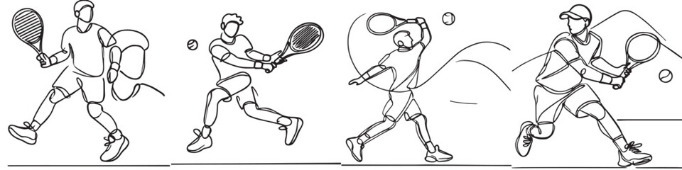 Continuous line collection of various sports athlete activities