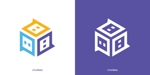 Simple Chat Box Logo. Bubble Chat Talk and Box Icon Graphic. Talk Box Logo Design Template.