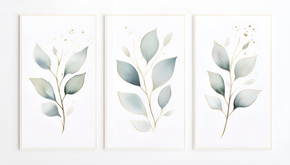watercolor arrangements with leaves, herbs. herbal illustration. Botanic composition for wedding, greeting card