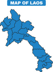 Blue Laos country map border outline vector