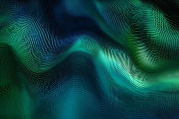 Abstract green blue waves on dark background bold colors concept.