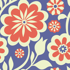 Pattern of seamless wildflowers. Abstract botany flowers pattern on colors background.