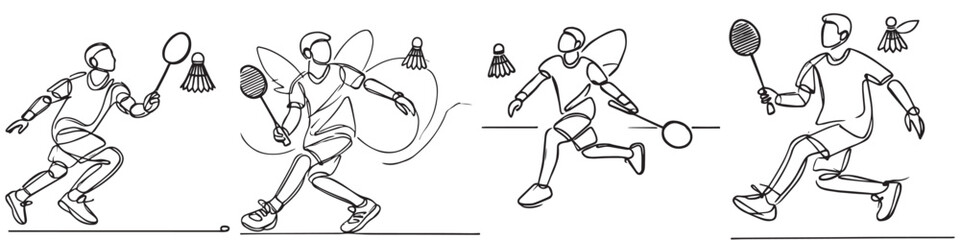 Continuous line collection of various sports athlete activities