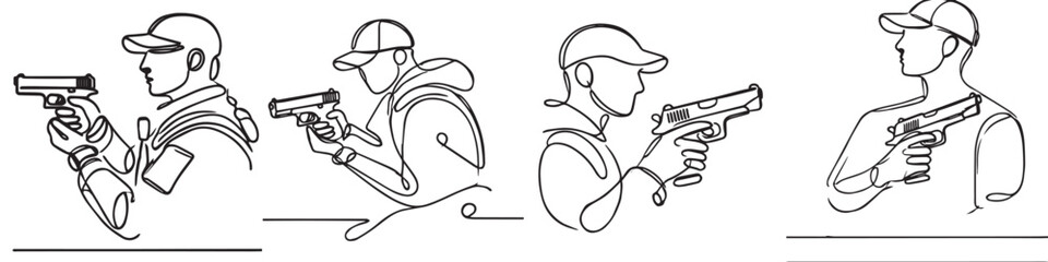 Continuous line collection of various sports athlete activities