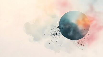 Abstract Watercolor Painting of a Celestial Sphere