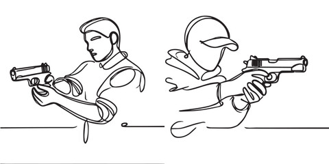 Continuous line collection of various sports athlete activities
