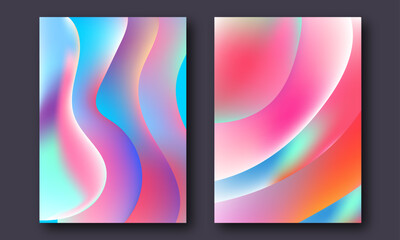 Fototapeta premium Vibrant Abstract Gradient Backgrounds with Wavy Shapes and Bright Colors