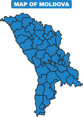 Blue Moldova country map border outline vector