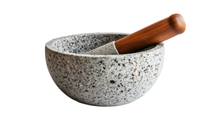 A beautifully crafted stone mortar and pestle set on a clean surface ready for culinary use