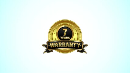 Luxury 7 years warranty label, badge design animation