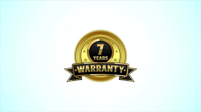 Luxury 7 years warranty label, badge design animation