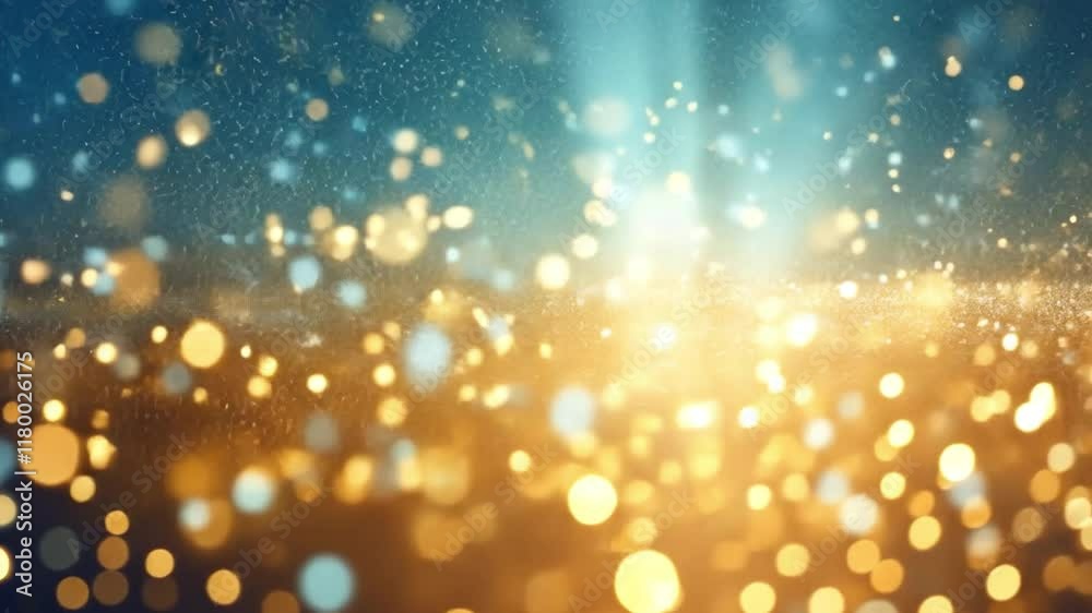 Aufkleber golden hour sparkle: abstract background of shimmering gold and blue particles, creating a magical, 