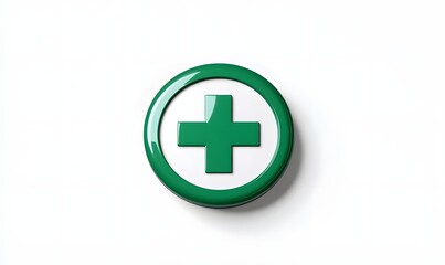 Fototapeta premium Green circle with white medical cross symbol.