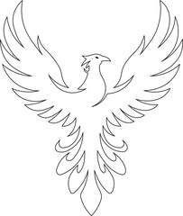 Minimalist illustration of a phoenix bird just outline.
