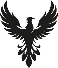 Minimalist illustration of a silhouette style phoenix bird