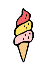Hand drawn sketch of ice cream. Vector doodle element.