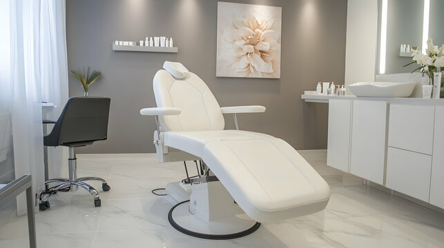 Advanced beauty clinic interior offering specialized treatments and relaxation services for an exclusive clientele -