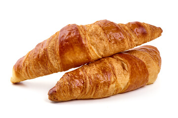 Buttery croissant isolated on white background.