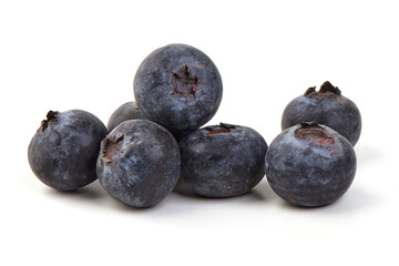 Fresh ripe blueberries, isolated on white background.