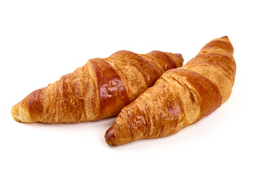 Buttery croissant isolated on white background.