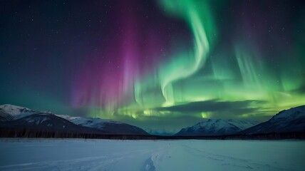 Naklejka premium aurora borealis over the lake