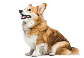 Corgi sitting, a smiling dog isolated on a white background Generative AI