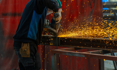 Welder, craftsman, assembly of iron, steel and other metals. Industrial steel welding technician in factory, construction professionals.