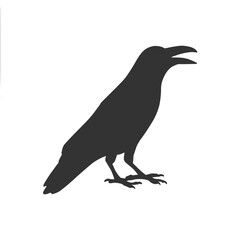 Raven Silhouette Illustration, Black Bird Sketch, Isolated