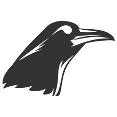 Raven Silhouette Illustration, Black Bird Sketch, Isolated