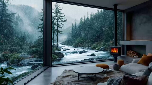 virtual backgrounds loop animation for stream overlay, meditation, smooth jazz or white noise video. cozy lo-fi background, rainfall or snowfall. live wallpaper, 