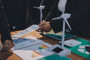Carbon offset price report CO2 emission. Future growth Net zero waste in ESG ethical SME office protect climate change global warming social issues project. Group of asia people Eco friendly SDGs plan
