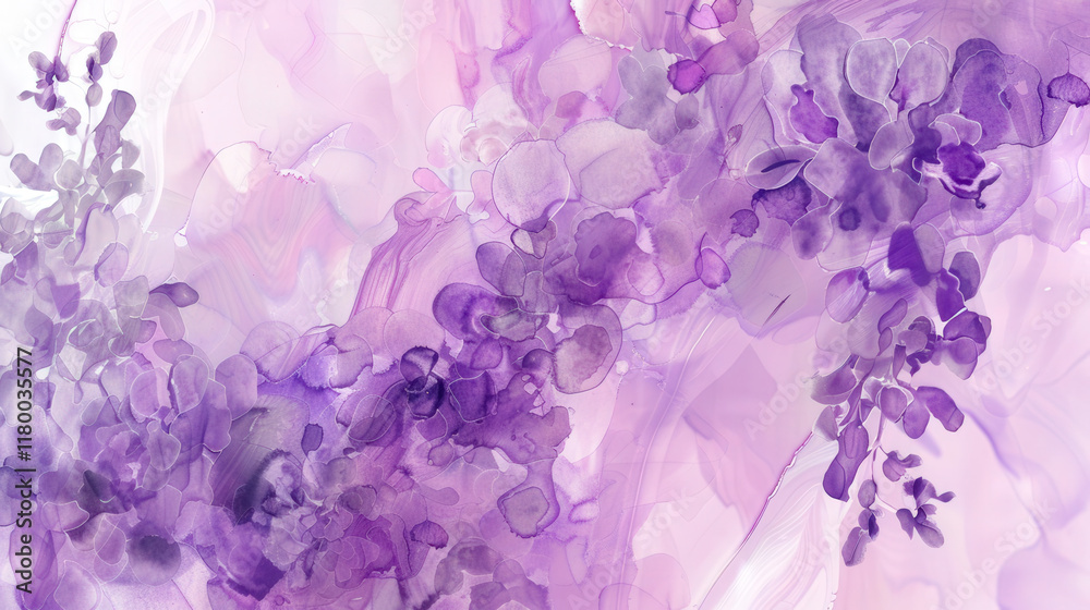 Poster elegant shades of purple intertwine to form floral patterns, perfect for enhancing interior spaces o