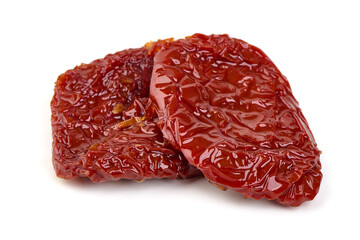 Sun-dried tomatoes isolated on white background.