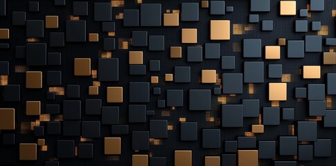 A captivating abstract background featuring a blend of black and golden squares. This modern design can be used for various creative projects, such as presentations or digital art.