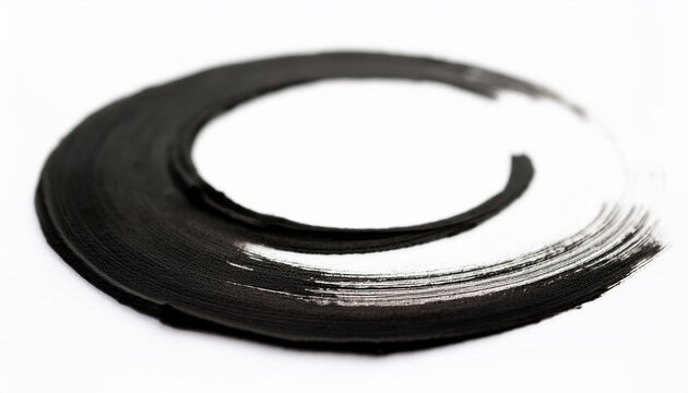 Painting of Japanese Enso zen circle made with black ink brushstroke. Hand drawn. Isolated on white