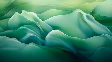 Obraz premium Abstract Green Waves Flowing Landscape