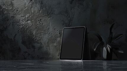 tablet mockup with blank screen standing on surface