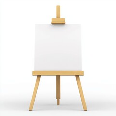 A wooden easel holds an untapped canvas in an art studio, awaiting the artist's touch