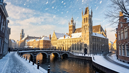 Fototapeta premium stunning Bruges Belgium, winter day