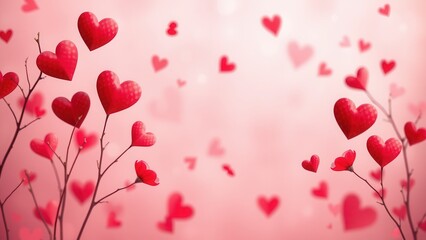 Romantic background with hearts.