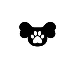 Obraz premium Pawsitive Vibes: A playful and minimalist black and white design featuring a bone with a paw print inside. Perfect for pet-related businesses, pet lovers, or even a fun and quirky home decor element.