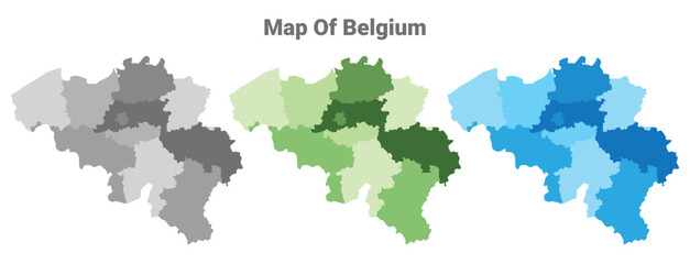 Belgium country map in different colors