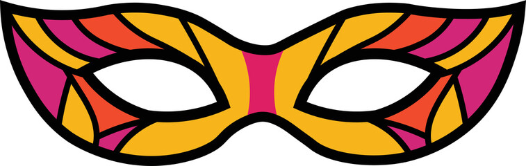 Minimalist illustration of a colorful carnival mask