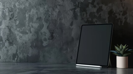 tablet mockup with blank screen standing on surface