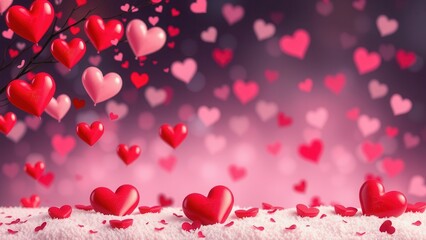 Romantic background with hearts.