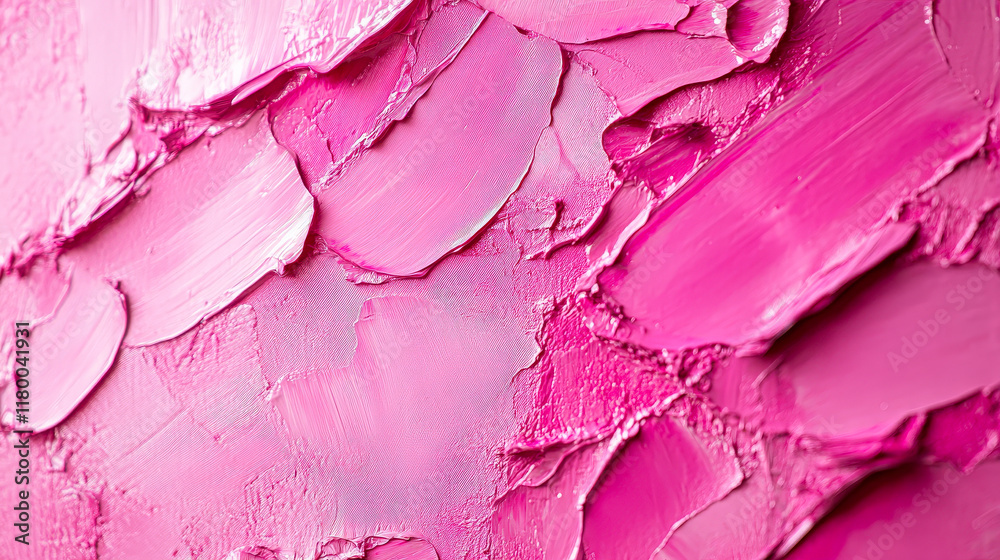 Poster A close-up view of textured pink paint applied to a canvas, showcasing layered strokes that highlight artistic creativity and vibrant expression