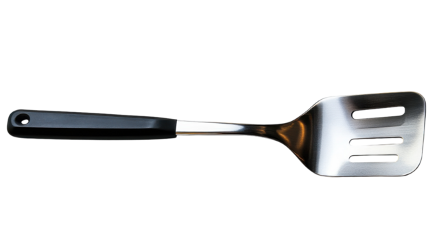 A shining kitchen spatula resting on a clean countertop ready for culinary adventures