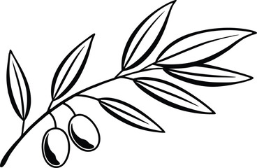 Olive Branch Vector Illustration with Ripe Olives